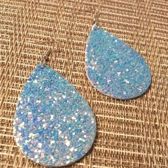 Blue Sky Sparkle Party Teardrop Earrings - Picture 3 of 4